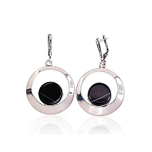 Silver earrings, 14.9 g, Silver 925 fineness, oxide (Plating), Agate