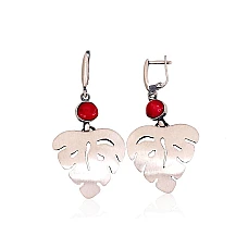 Silver earrings, 10.5 g, Silver 925 fineness, oxide (Plating), Coral