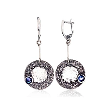 Silver earrings, 12.7 g, Silver 925 fineness, oxide (Plating), Mother-of-pearl