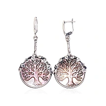 Silver earrings, 12.1 g, Silver 925 fineness, oxide (Plating), Mother-of-pearl