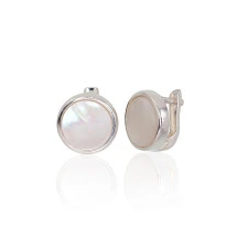 Silver earrings with 'english' lock, Silver 925 fineness, Mother-of-pearl