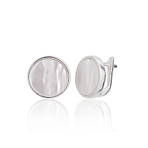 Silver earrings with 'english' lock, Silver 925 fineness, Mother-of-pearl