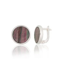 Silver earrings with 'english' lock, Silver 925 fineness, Mother-of-pearl
