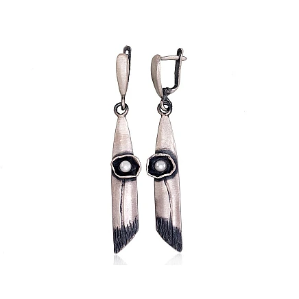 K-Exclusive  collection,  - Silver earrings, 7.7 g, Silver 925 fineness, oxide (Plating), Fresh-water Pearl