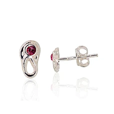 Серебряные серьги-пуссеты, 0.5 g, Серебро 925 проба, оксид (покрытие), Цирконы