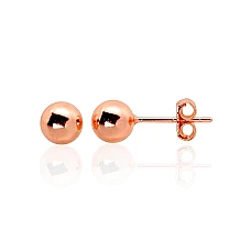 Серебряные серьги-пуссеты, 1.2 g, Серебро 925 проба, красное золото (покрытие)