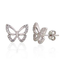 Silver stud earrings, 1.9 g, Silver 925 fineness, Rhodium (Plating), Zirkons