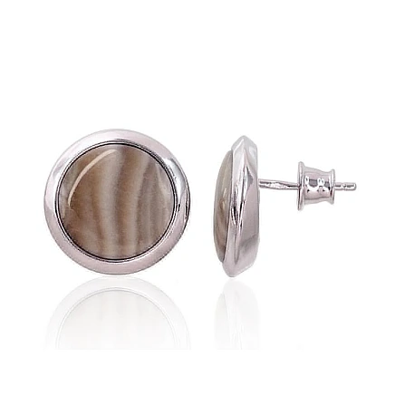 stud,  - Silver stud earrings, 5.7 g, Silver 925 fineness, Rhodium (Plating), Flint