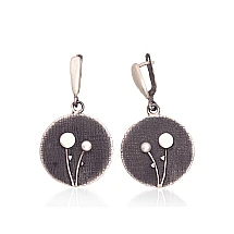 Silver earrings, 10.1 g, Silver 925 fineness, oxide (Plating), Fresh-water Pearl