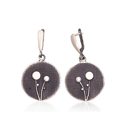 K-Exclusive  collection,  - Silver earrings, 10.1 g, Silver 925 fineness, oxide (Plating), Fresh-water Pearl