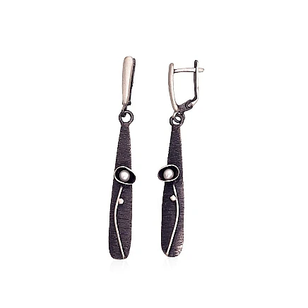 K-Exclusive  collection,  - Silver earrings, 7.9 g, Silver 925 fineness, oxide (Plating), Fresh-water Pearl