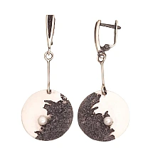 Silver earrings, 11.3 g, Silver 925 fineness, oxide (Plating), Fresh-water Pearl