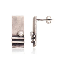 Silver earrings, 5.1 g, Silver 925 fineness, oxide (Plating), Fresh-water Pearl