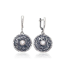 Silver earrings, 11.7 g, Silver 925 fineness, oxide (Plating), Fresh-water Pearl