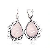 Silver earrings, 21.9 g, Silver 925 fineness, oxide (Plating), Pink Quarz