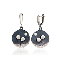 Silver earrings, 8.2 g, Silver 925 fineness, oxide (Plating), Fresh-water Pearl