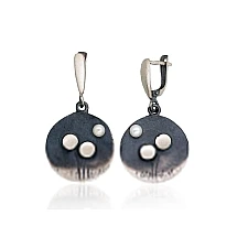 Silver earrings, 8.3 g, Silver 925 fineness, oxide (Plating), Fresh-water Pearl