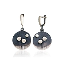 Silver earrings, 8.3 g, Silver 925 fineness, oxide (Plating), Fresh-water Pearl