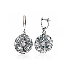 Silver earrings with 'english' lock, Silver 925 fineness, oxide (Plating), Fresh-water Pearl