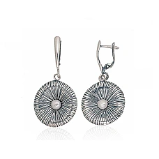 Silver earrings with 'english' lock, 9.2 g, Silver 925 fineness, oxide (Plating), Fresh-water Pearl