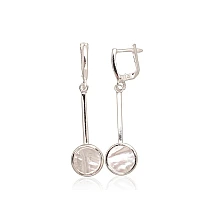 Silver earrings with 'english' lock, Silver 925 fineness, Mother-of-pearl