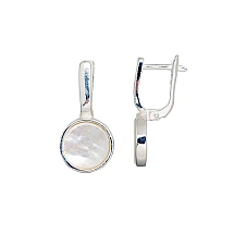 Silver earrings with 'english' lock, Silver 925 fineness, Mother-of-pearl