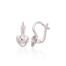 Silver earrings with 'english' lock, 2.1 g, Silver 925 fineness, Crystals