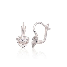 Серебряные серьги на английском замке, 2.2 g, Серебро 925 проба, Кристаллы