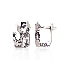 Silver earrings with 'english' lock, Silver 925 fineness, oxide (Plating)