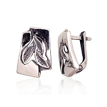 Silver earrings with 'english' lock, Silver 925 fineness, oxide (Plating)