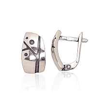 Silver earrings with 'english' lock, Silver 925 fineness, oxide (Plating)