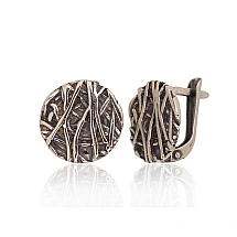Silver earrings with 'english' lock, Silver 925 fineness, oxide (Plating)