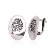 Silver earrings with 'english' lock, Silver 925 fineness, oxide (Plating)