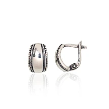 Silver earrings with 'english' lock, Silver 925 fineness, oxide (Plating)
