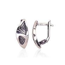 Silver earrings with 'english' lock, Silver 925 fineness, oxide (Plating)