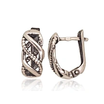 Silver earrings with 'english' lock, Silver 925 fineness, oxide (Plating)