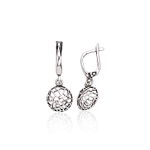 Silver earrings with 'english' lock, Silver 925 fineness, oxide (Plating)