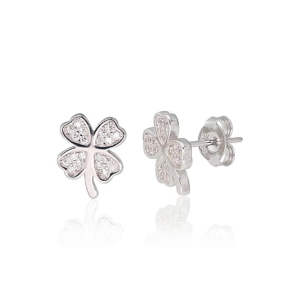stud,  - Silver stud earrings, 1.9 g, Silver 925 fineness, Rhodium (Plating), Zirkons