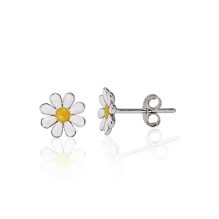 stud,  - Silver stud earrings, Silver 925 fineness, Rhodium (Plating), Jewelery enamel