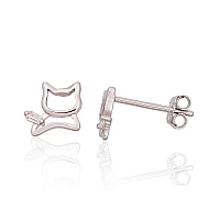 Серебряные серьги-пуссеты, 0.7 g, Серебро 925 проба, родий (покрытие), Цирконы