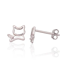 Серебряные серьги-пуссеты, 0.7 g, Серебро 925 проба, родий (покрытие), Цирконы