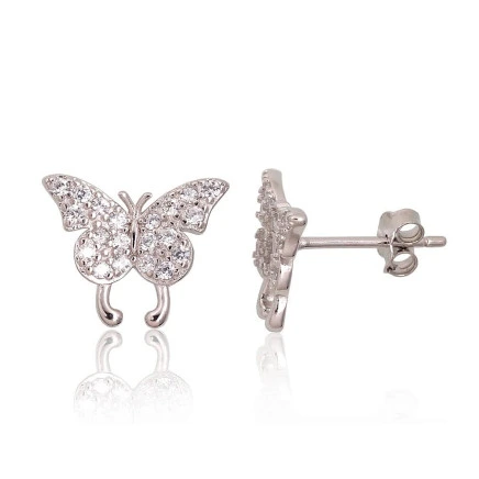 stud,  - Silver stud earrings, Silver 925 fineness, Rhodium (Plating), Zirkons
