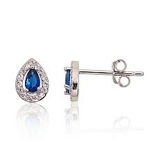 Silver stud earrings, Silver 925 fineness, Rhodium (Plating), Zirkons