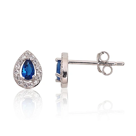 stud,  - Silver stud earrings, Silver 925 fineness, Rhodium (Plating), Zirkons
