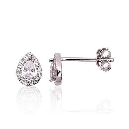 stud,  - Silver stud earrings, Silver 925 fineness, Rhodium (Plating), Zirkons