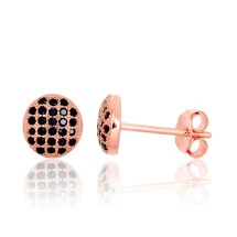 Silver stud earrings, Silver 925 fineness, red gold (Plating), Zirkons