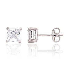Silver stud earrings, Silver 925 fineness, Rhodium (Plating), Zirkons