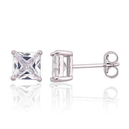 stud,  - Silver stud earrings, Silver 925 fineness, Rhodium (Plating), Zirkons