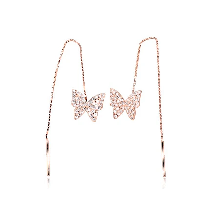 clips and other ear-rings,  - Silver earrings, 1.5 g, Silver 925 fineness, red gold (Plating), Zirkons