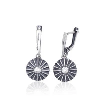 Sudraba auskari ar 'angļu' slēdzēju, Sudrabs 925 prove, oksids (pārklājums), Cirkoni